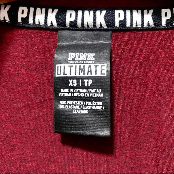 Victorias secret PINK zip up long sleeve workout top with thumbholes, size XS - Picture 7 of 7